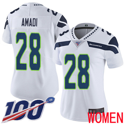 Seattle Seahawks Limited White Women Ugo Amadi Road Jersey NFL Football 28 100th Season Vapor Untouchable